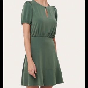 NWT Loft flounce flair dress in topiary green size 2